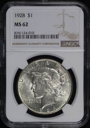 Obverse of this 1928 Peace Dollar NGC MS-62