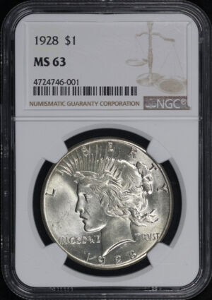 Obverse of this 1928 Peace Dollar NGC MS-63