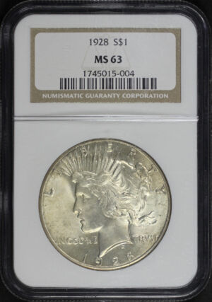 Obverse of this 1928 Peace Dollar NGC MS-63