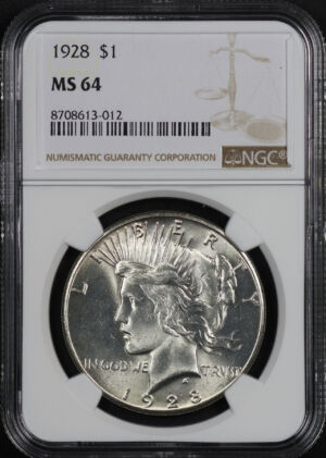 Obverse of this 1928 Peace Dollar NGC MS-64