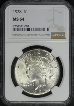 Obverse of this 1928 Peace Dollar NGC MS-64