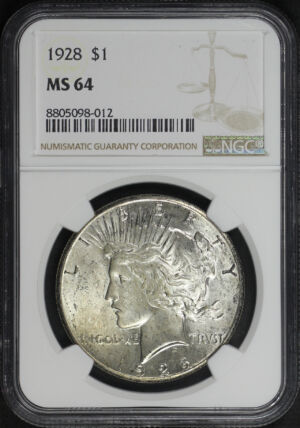 Obverse of this 1928 Peace Dollar NGC MS-64