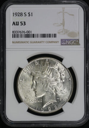 Obverse of this 1928-S Peace Dollar NGC AU-53