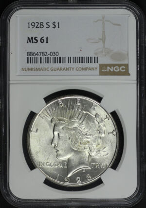 Obverse of this 1928-S Peace Dollar NGC MS-61