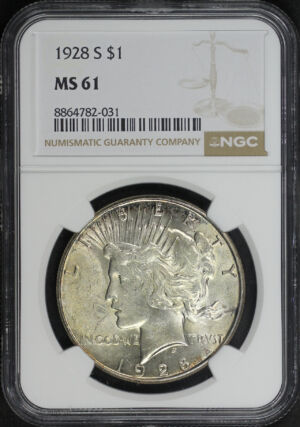 Obverse of this 1928-S Peace Dollar NGC MS-61