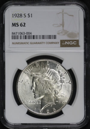 Obverse of this 1928-S Peace Dollar NGC MS-62