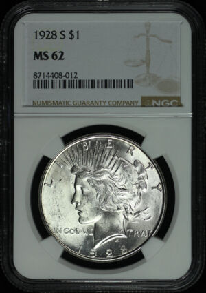 Obverse of this 1928-S Peace Dollar NGC MS-62