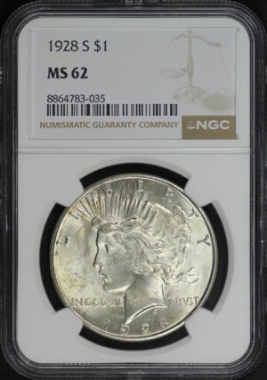 Obverse of this 1928-S Peace Dollar NGC MS-62