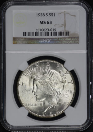 Obverse of this 1928-S Peace Dollar NGC MS-63