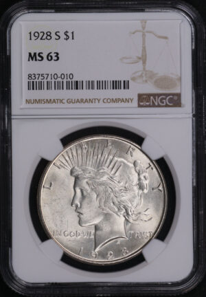 Obverse of this 1928-S Peace Dollar NGC MS-63