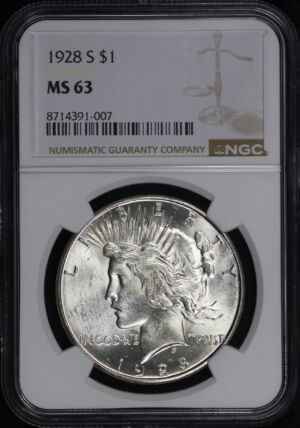 Obverse of this 1928-S Peace Dollar NGC MS-63