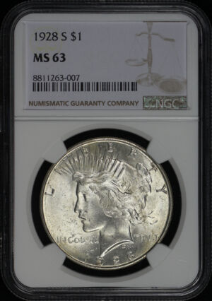 Obverse of this 1928-S Peace Dollar NGC MS-63