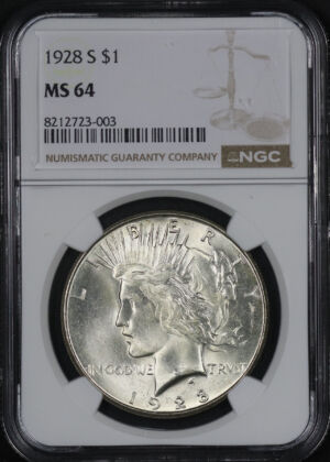 Obverse of this 1928-S Peace Dollar NGC MS-64