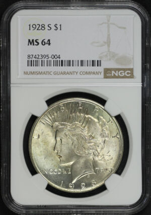 Obverse of this 1928-S Peace Dollar NGC MS-64