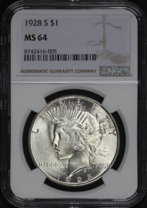 Obverse of this 1928-S Peace Dollar NGC MS-64