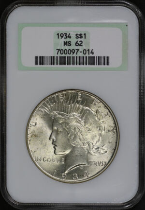 Obverse of this 1934 Peace Dollar NGC MS-62