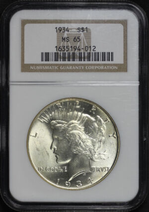 Obverse of this 1934 Peace Dollar NGC MS-65