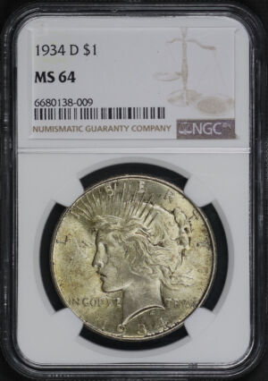 Obverse of this 1934-D Peace Dollar NGC MS-64