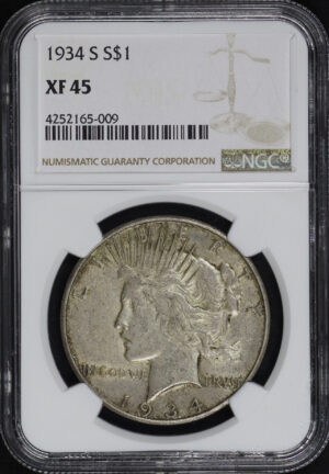 Obverse of this 1934-S Peace Dollar NGC XF-45