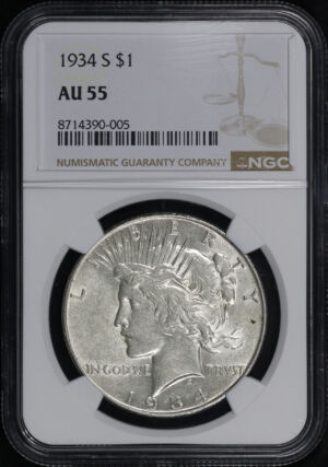 Obverse of this 1934-S Peace Dollar NGC AU-55