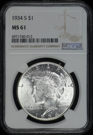 Obverse of this 1934-S Peace Dollar NGC MS-61