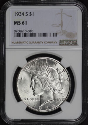 Obverse of this 1934-S Peace Dollar NGC MS-61