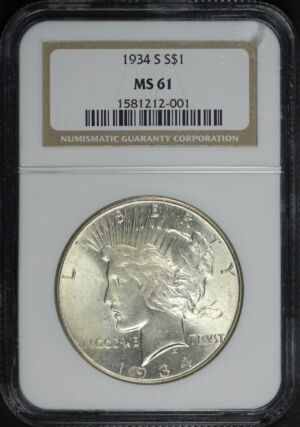 Obverse of this 1934-S Peace Dollar NGC MS-61