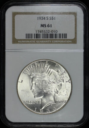 Obverse of this 1934-S Peace Dollar NGC MS-61