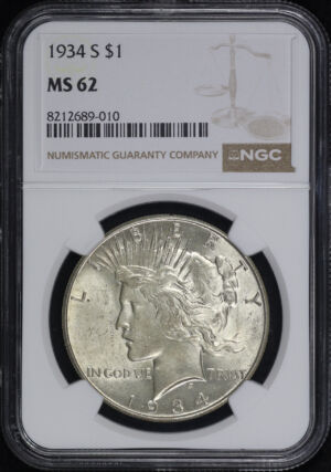Obverse of this 1934-S Peace Dollar NGC MS-62