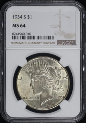 Obverse of this 1934-S Peace Dollar NGC MS-64