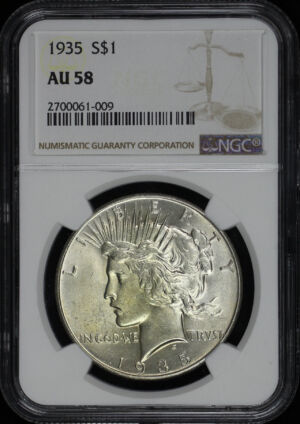Obverse of this 1935 Peace Dollar NGC AU-58