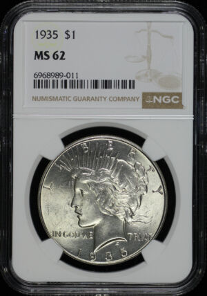 Obverse of this 1935 Peace Dollar NGC MS-62