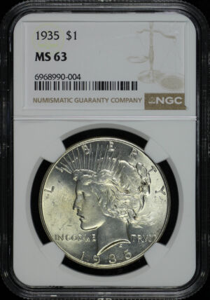 Obverse of this 1935 Peace Dollar NGC MS-63
