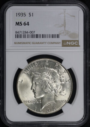 Obverse of this 1935 Peace Dollar NGC MS-64