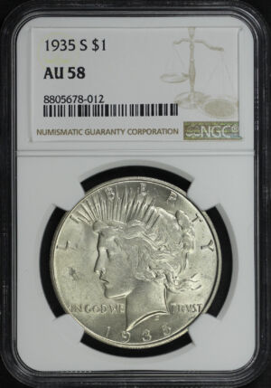 Obverse of this 1935-S Peace Dollar NGC AU-58