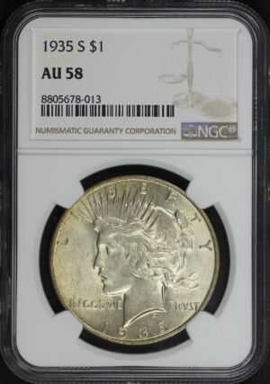 Obverse of this 1935-S Peace Dollar NGC AU-58