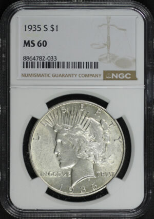 Obverse of this 1935-S Peace Dollar NGC MS-60