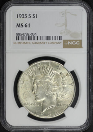 Obverse of this 1935-S Peace Dollar NGC MS-61