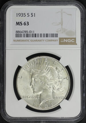 Obverse of this 1935-S Peace Dollar NGC MS-63