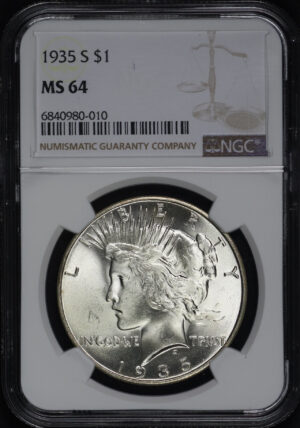 Obverse of this 1935-S Peace Dollar NGC MS-64