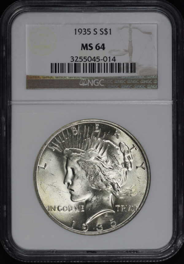 Obverse of this 1935-S Peace Dollar NGC MS-64