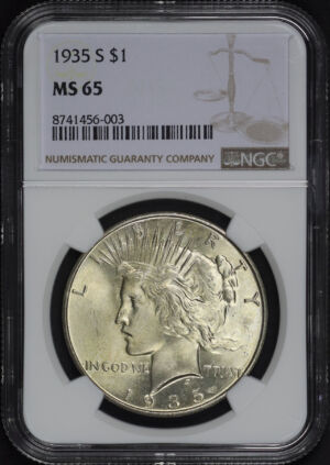 Obverse of this 1935-S Peace Dollar NGC MS-65