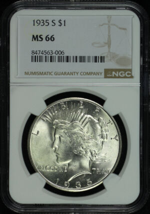 Obverse of this 1935-S Peace Dollar NGC MS-66