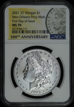 Obverse of this 2021-O Morgan Dollar ‘O’ Privy Mark NGC MS-70