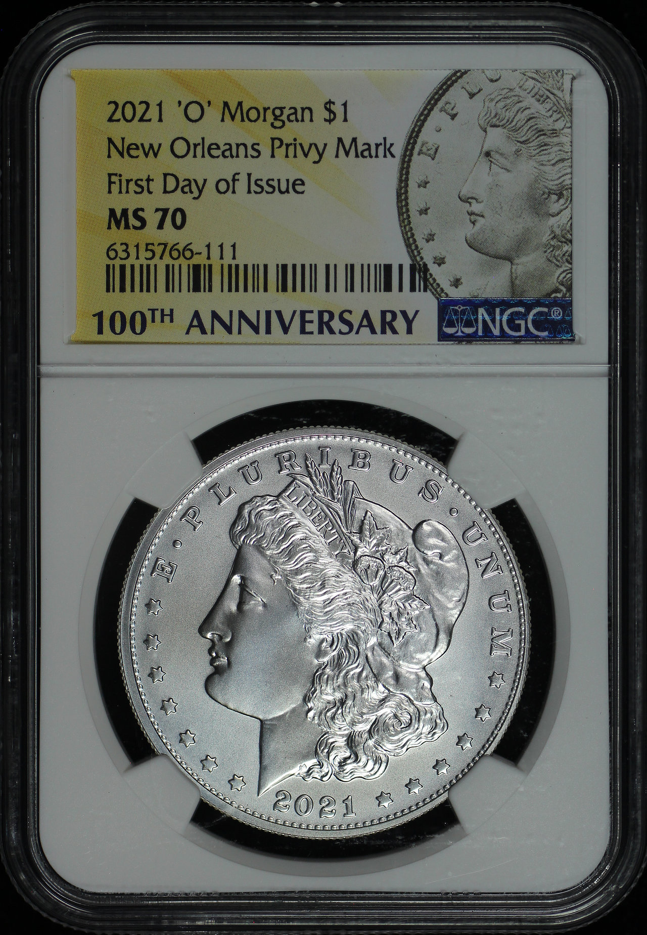 Obverse of this 2021-O Morgan Dollar ‘O’ Privy Mark NGC MS-70