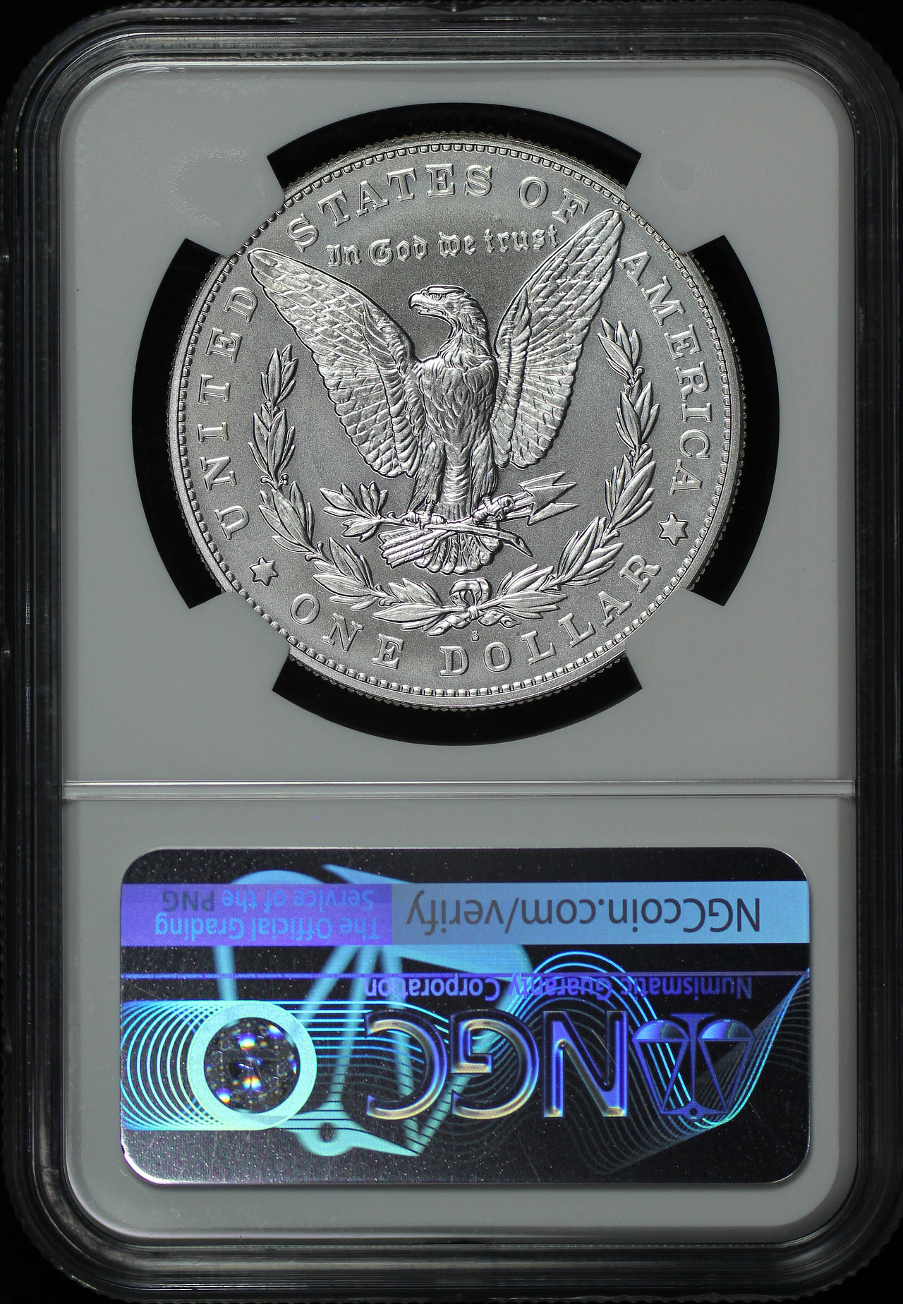 Reverse of this 2021-S Morgan Dollar NGC MS-70 First Day of Issue