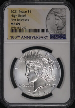 Obverse of this 2021 Peace Dollar High Relief First Releases NGC MS-69