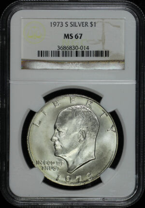 Obverse of this 1973-S Ike Dollar Silver NGC MS-67