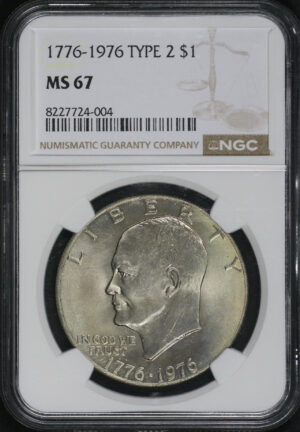 Obverse of this 1776 -1976 Type 2 Ike Dollar $1 NGC MS-67
