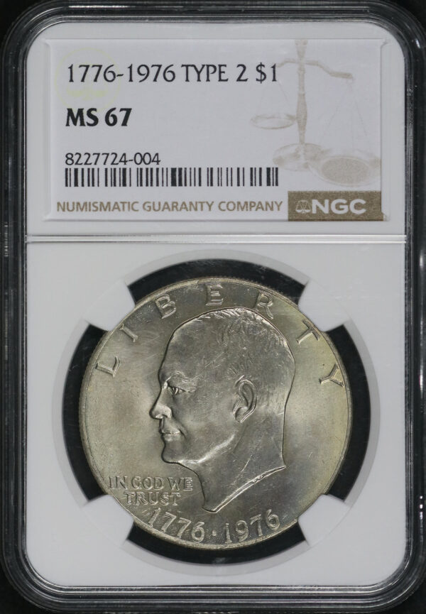 Obverse of this 1776 -1976 Type 2 Ike Dollar $1 NGC MS-67
